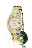 Rolex Custom Datejust 26 White Roman Dial Diamond Bezel Ladies Watch 179173 Custom-Bezel