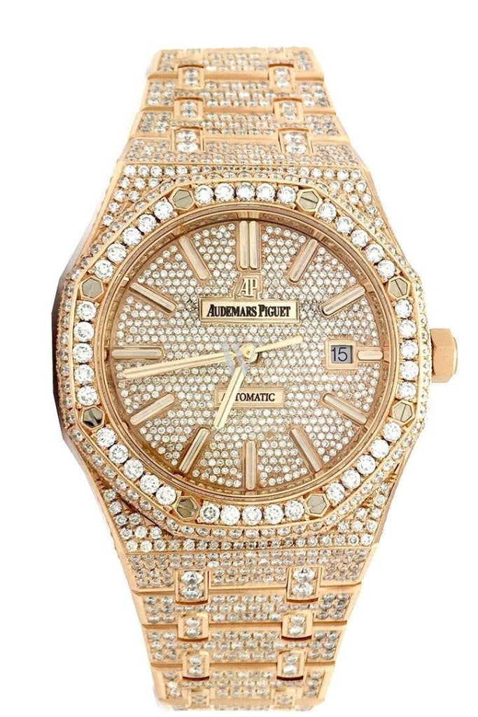Audemars Piguet 41 with Custom Diamonds Pink Gold Men s Watch