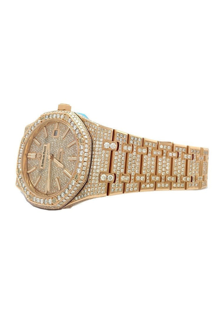 Audemars Piguet Royal Oak 41 With Custom Diamonds Pink Gold Mens Watch 15400Or.oo.1220Or.02 Watches