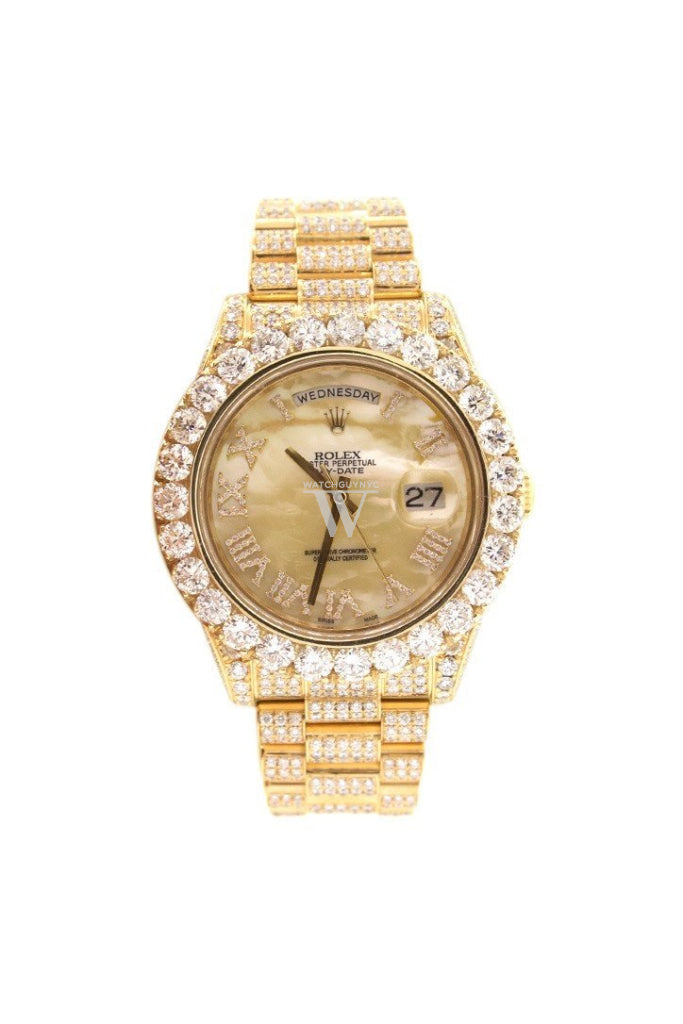 Gold diamond rolex mens on sale