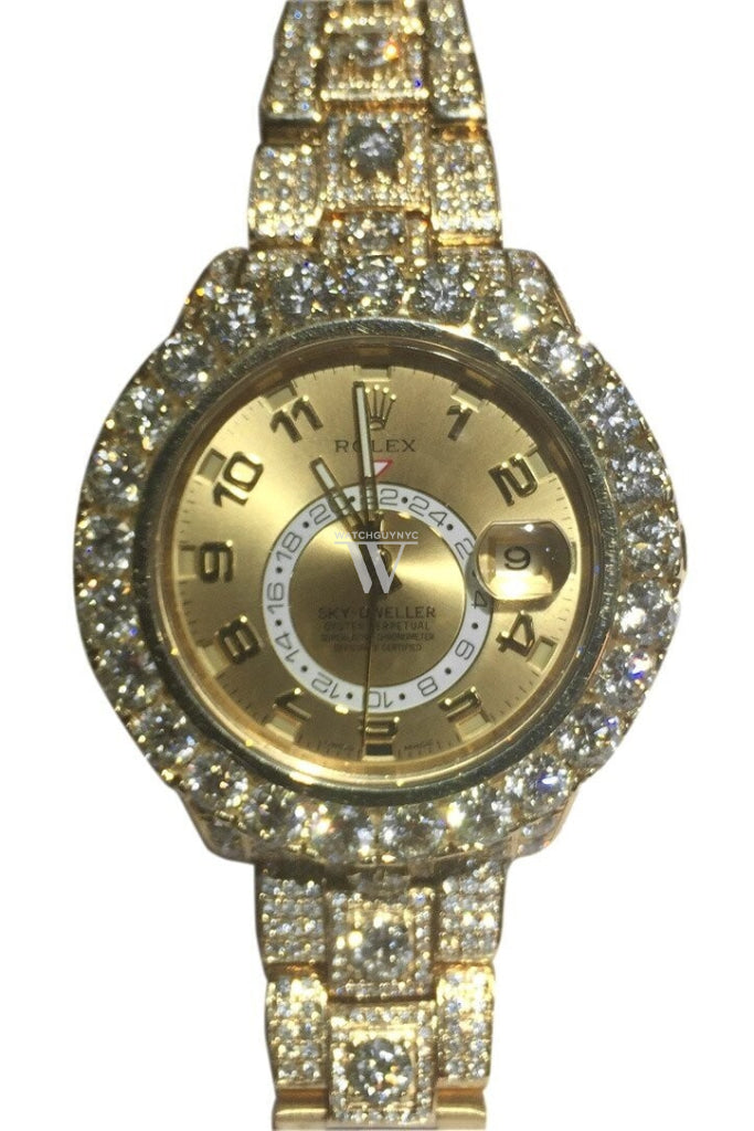 Rolex Sky Dweller 42 Custom Diamonds Champagne Dial Gold Mens Watch 326938 / None Watches
