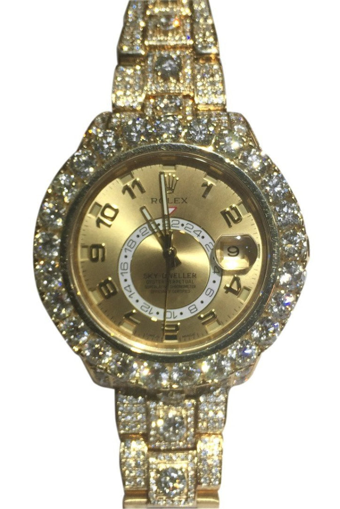 Rolex Sky Dweller 42 Custom Diamonds Champagne Dial Gold Mens Watch 326938 / None Watches