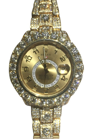 Rolex Sky Dweller 42 Custom Diamonds Champagne Dial Gold Mens Watch 326938 / None Watches