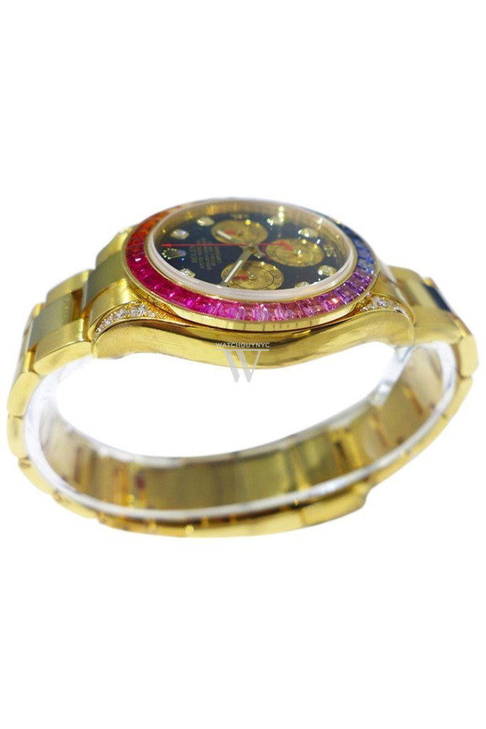 Rolex Custom Diamonds Cosmograph Daytona Black Diamond Dial Bezel Lugs Bracelet Mens Watch 116528