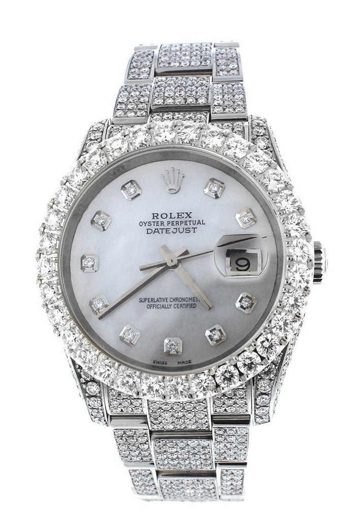 Rolex Datejust 36Mm Custom Diamonds Mens Watch 116200 Pearl / None Watches
