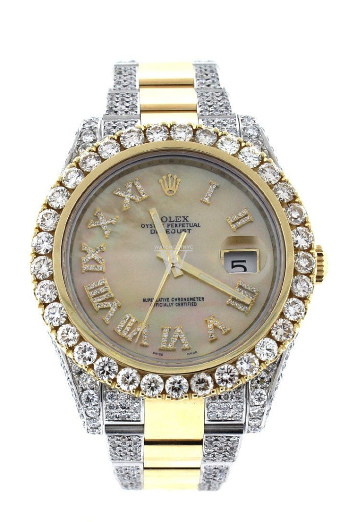 Aktuator kæmpe Hover ROLEX Custom Diamond Datejust 41 Yellow Gold Men's 116333 WatchGuyNYC