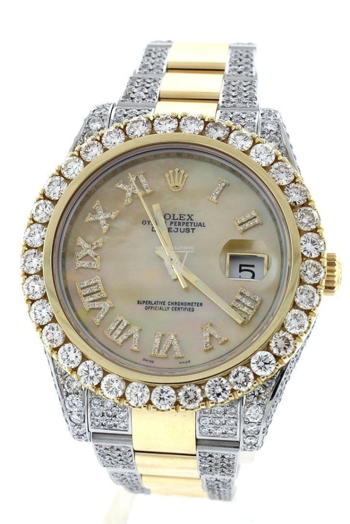 Rolex Datejust Ii 41 Roman Dial Custom Diamonds Mens Watch 116333 Watches