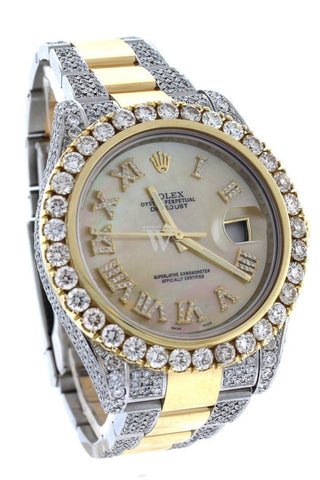 Rolex Datejust Ii 41 Roman Dial Custom Diamonds Mens Watch 116333 Watches