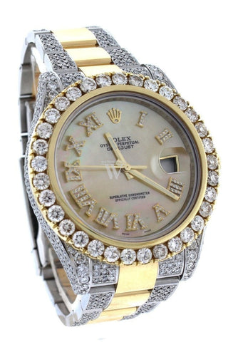 Rolex Datejust Ii 41 Roman Dial Custom Diamonds Mens Watch 116333 Watches