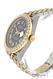Custom Diamond Rolex Datejust 41 Black Roman Dial Daimond Mens Watch 126333 Watches