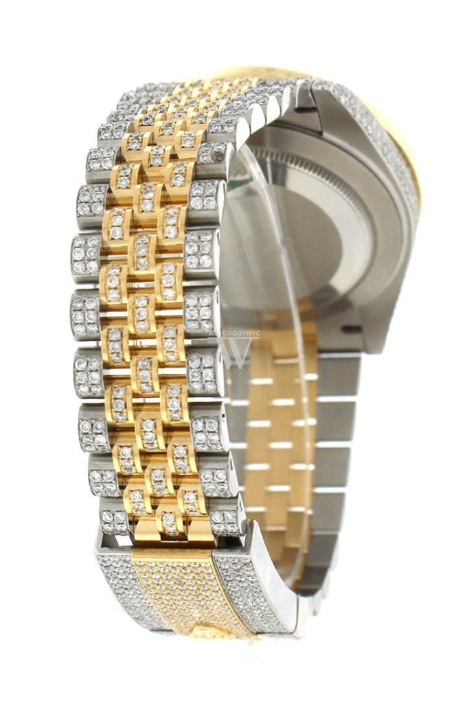 Custom Diamond Rolex Datejust 41 Black Roman Dial Daimond Mens Watch 126333 Watches