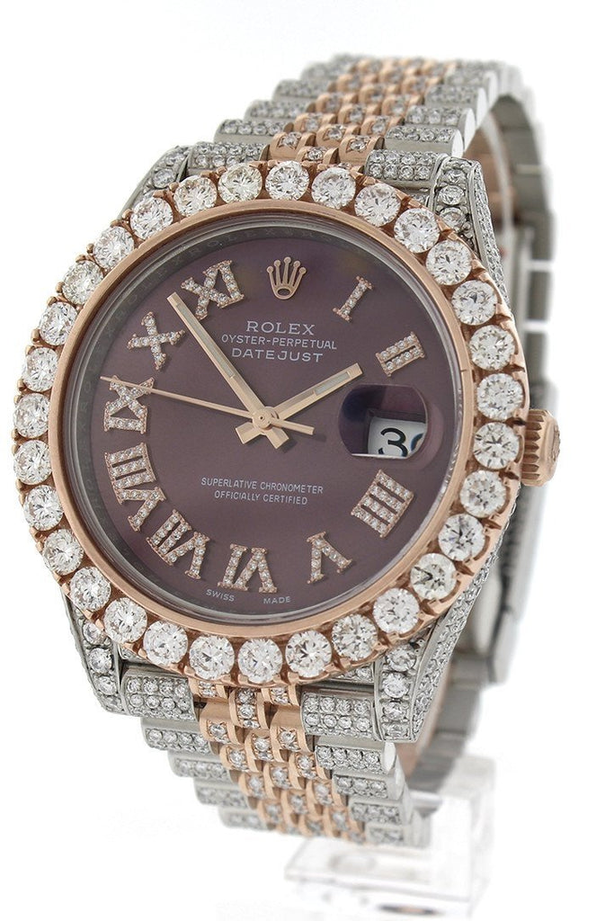 Custom Rolex Diamond 17Ct Datejust 41Mm Rose Gold Oyster Mens Watch 126331 Watches