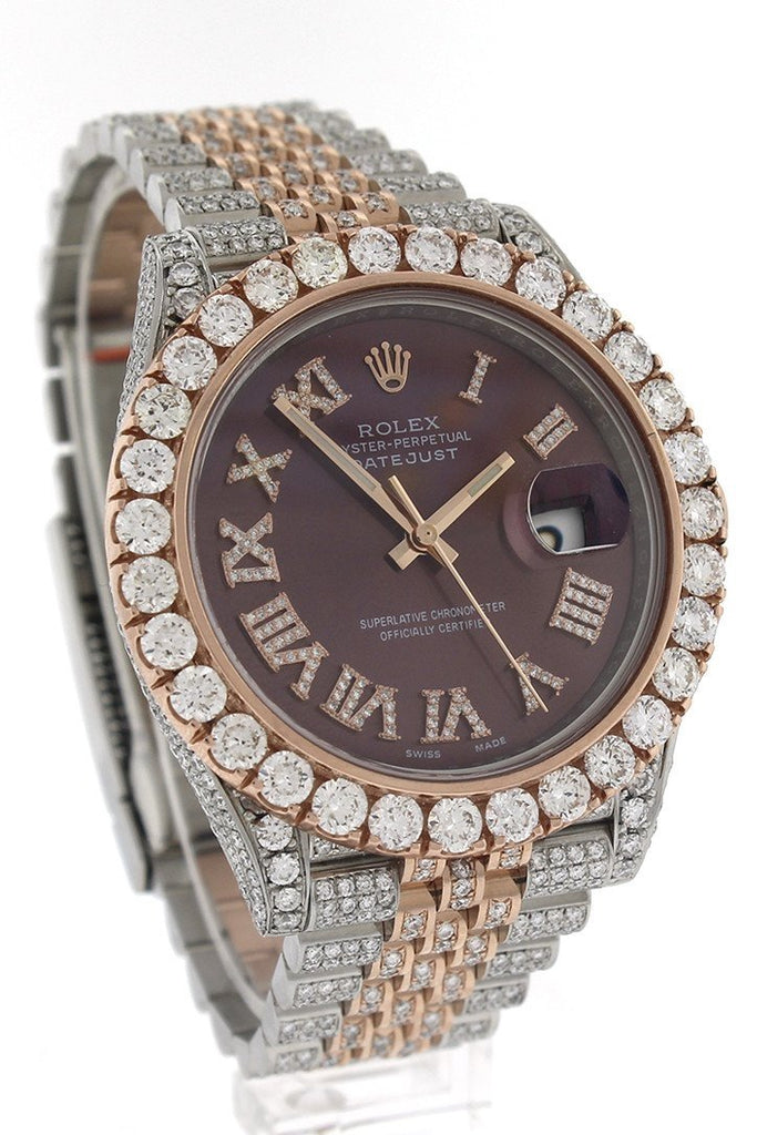 Custom Rolex Diamond 17Ct Datejust 41Mm Rose Gold Oyster Mens Watch 126331 Watches