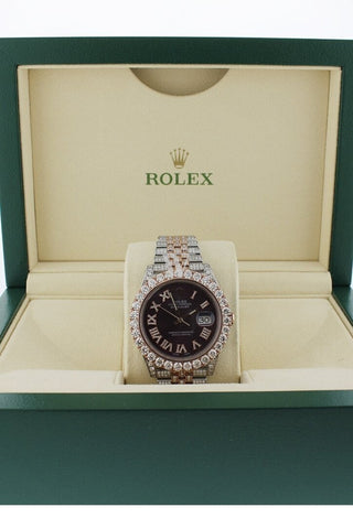 Custom Rolex Diamond 17Ct Datejust 41Mm Rose Gold Oyster Mens Watch 126331 Watches