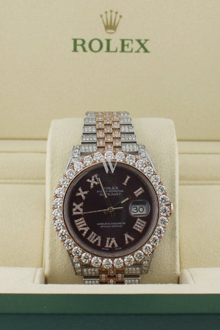 Custom Rolex Diamond 17Ct Datejust 41Mm Rose Gold Oyster Mens Watch 126331 Watches