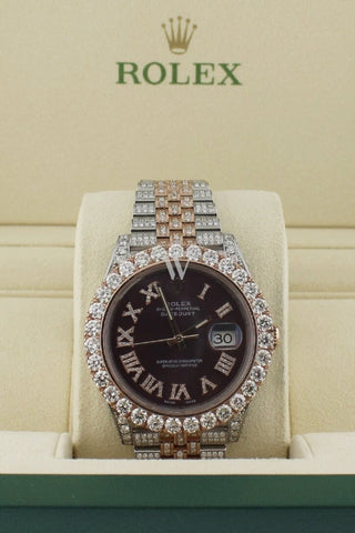 Custom Rolex Diamond 17Ct Datejust 41Mm Rose Gold Oyster Mens Watch 126331 Watches