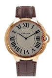 Cartier Ballon Bleu Extra Large Silver Dial 18Kt Rose Gold Leather Mens Watch W6920054 / None
