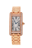Cartier Tank Americaine Small 18K Pink Gold Case Set With Diamonds Silver Dial Ladies Watches
