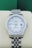 Rolex Datejust 26 White Roman Dial Custom Diamond Bezel Ladies Watch 179160 Custom-Bezel