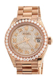 Rolex Lady Datejust 28 Custom Diamond Dial Bezel Rose Gold Watch 279175