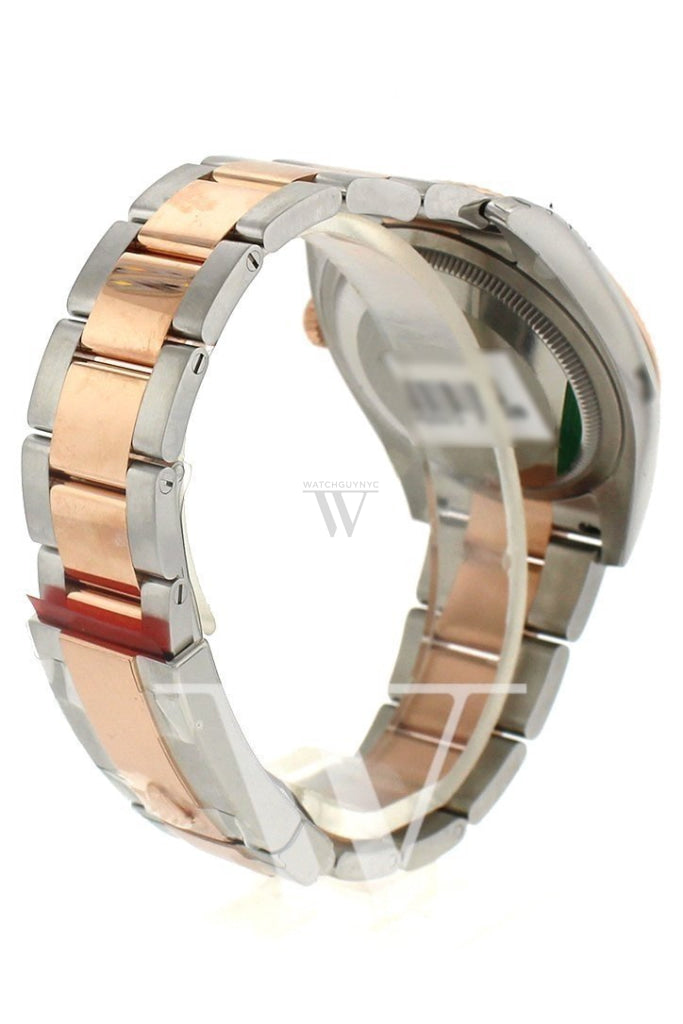 Custom Diamond Bezel Rolex Datejust 36 Pink Roman Dial Oyster Rose Gold Two Tone Watch 116201 116231