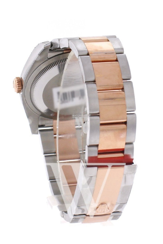 Custom Diamond Bezel Rolex Datejust 36 Pink Roman Dial Oyster Rose Gold Two Tone Watch 116201 116231