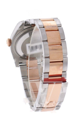 Custom Diamond Bezel Rolex Datejust 36 Black Dial Oyster Rose Gold Two Tone Watch 116201 116231