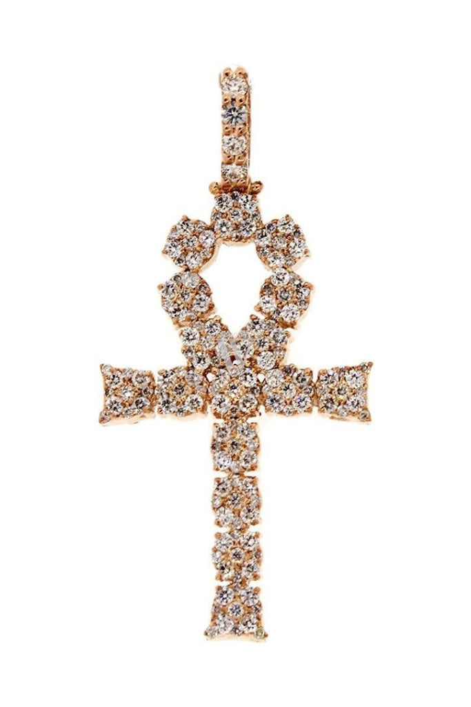 Diamond Ankh Cross Pendent 2.10Ct 14K Gold Rose / None
