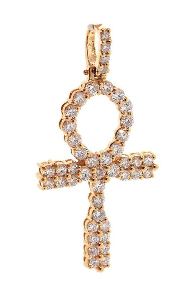 Diamond Ankh Cross Pendent 3.80Ct 14K Gold Rose / None