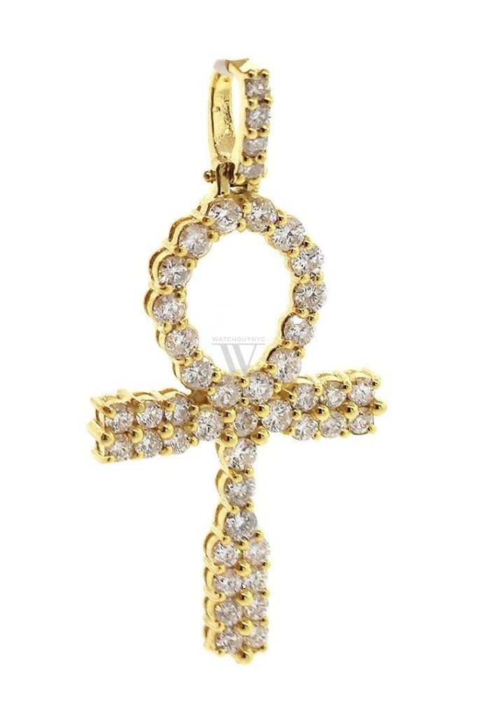 Diamond Ankh Cross Pendent 3.80Ct 14K Gold Yellow / None