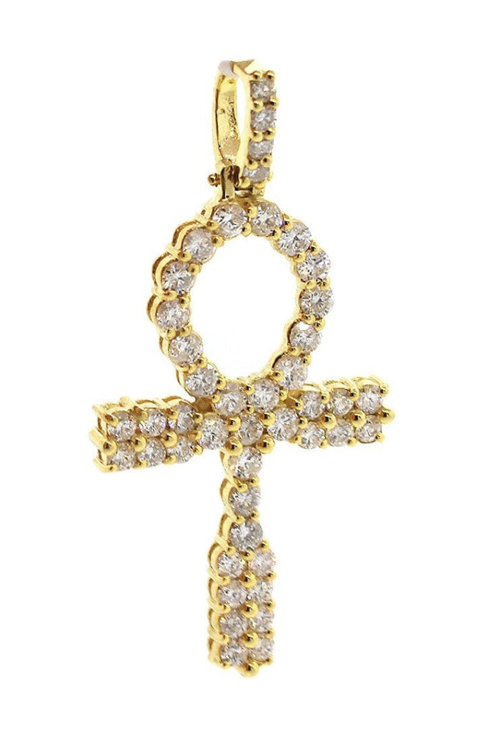 Diamond Ankh Cross Pendent 3.80Ct 14K Gold Yellow / None