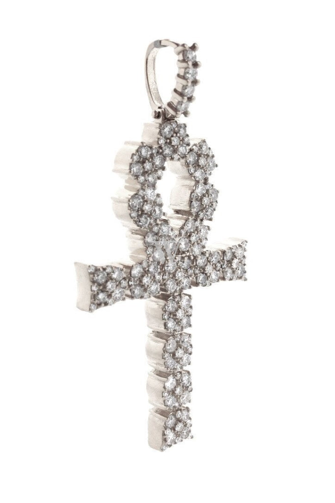 Diamond Ankh Cross Pendent 7.60Ct 14K Gold White / None