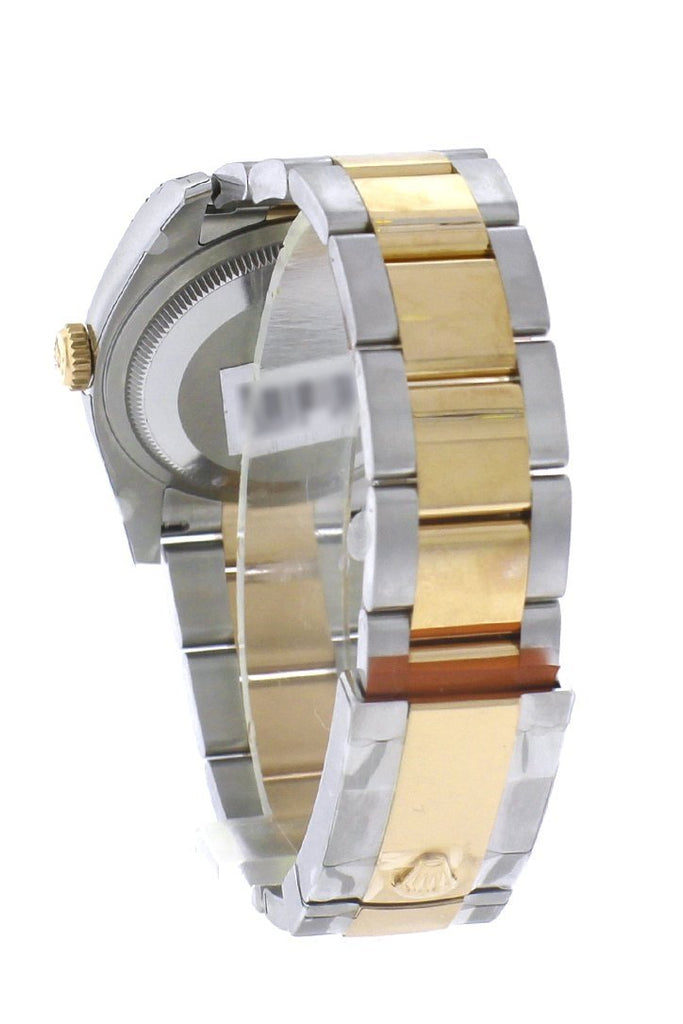 Custom Diamond Bezel Rolex Datejust 36 Black Dial Yellow Gold Two Tone Watch 116203 116233