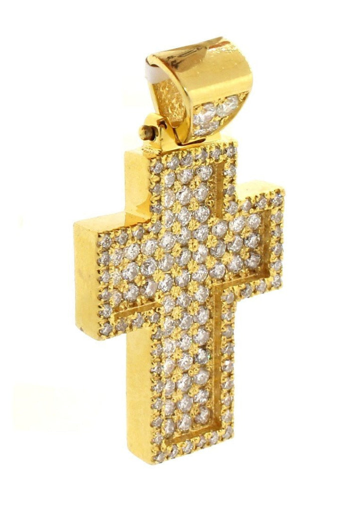 Diamond Cross Pendent 2.40Ct 14K Gold Yellow / None