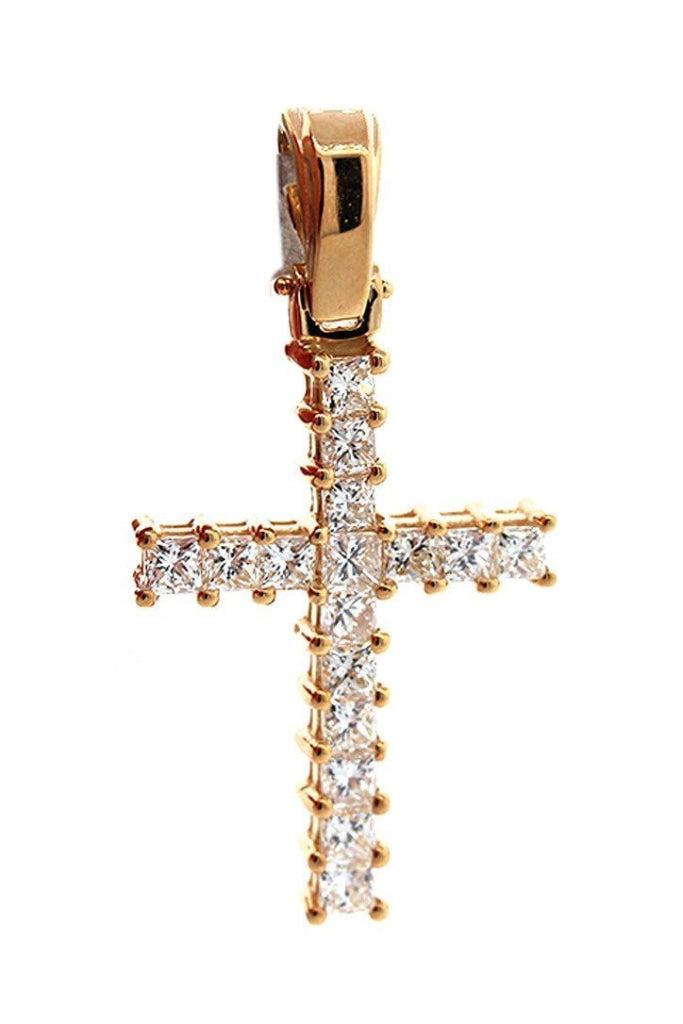 Diamond Cross Pendent 3.34Ct 14K Gold Rose / None