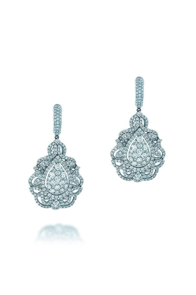 18K White Gold Vs Pave Diamond 4.89Ct Earrings Fine Jewelry