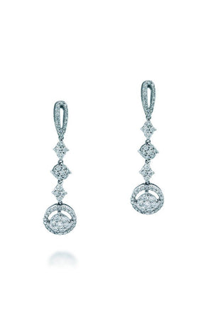 18K White Gold Vs Pave Diamond 2.15Ct Earrings Fine Jewelry