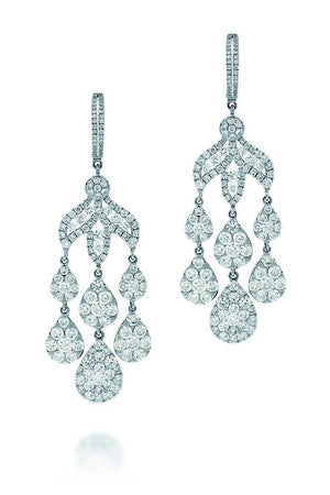 18K White Gold Vs Pave Diamond 9.72Ct Earrings Fine Jewelry