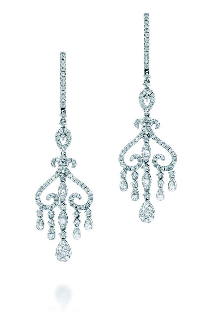 18K White Gold Vs Pave Diamond Ct Earrings Fine Jewelry