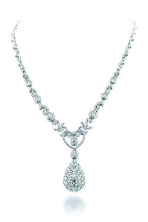 18K White Gold Vs Diamond 6.9Ct Necklace Jewelry