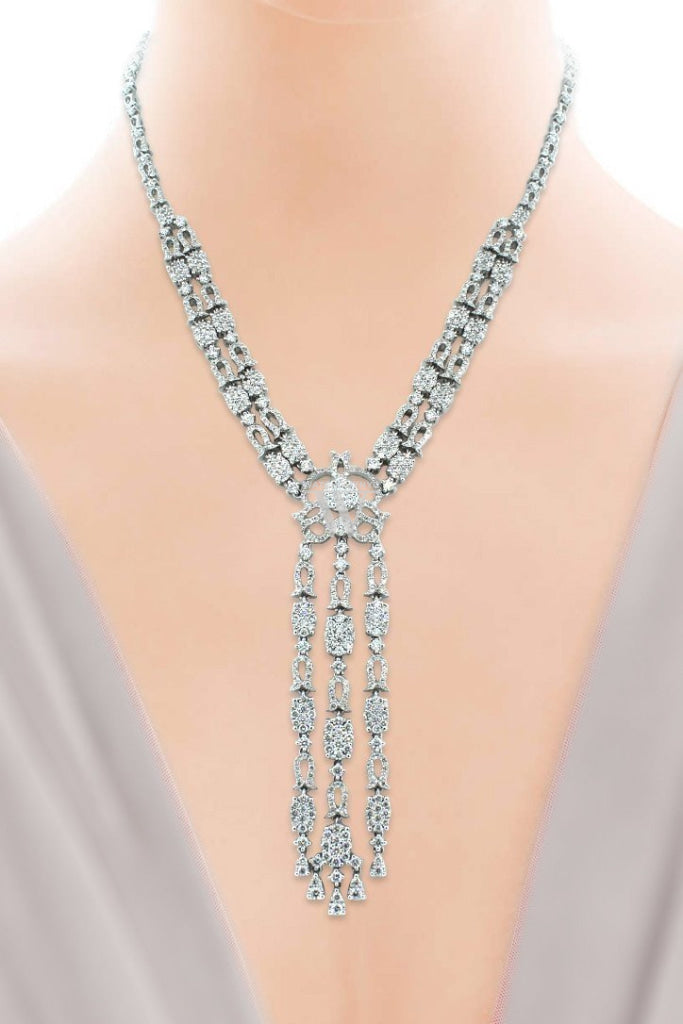 18K White Gold Vs Diamond 6.09Ct Necklace Jewelry