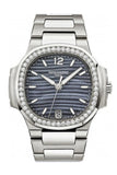 Patek Philippe Nautilus Blue Tinted Mother Of Pearl Dial Ladies Diamond Watch 7018/1A-010