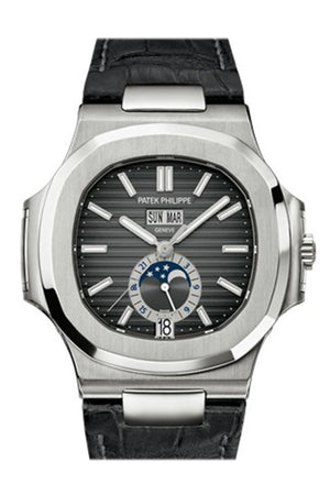 Patek Philippe Nautilus Automatic Gmt Moonphase Black Dial Stainless Steel Mens Watch 5726A-001