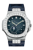 Patek Philippe Nautilus Black Blue Diamonds Mens Watch 5724G-001