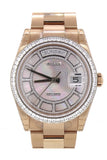 Rolex Day-Date 36 Carousel Of Pink Mother Pearl Diamond Dial 18K Everose Gold Automatic Watch