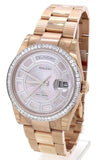 Rolex Day-Date 36 Carousel Of Pink Mother Pearl Diamond Dial 18K Everose Gold Automatic Watch