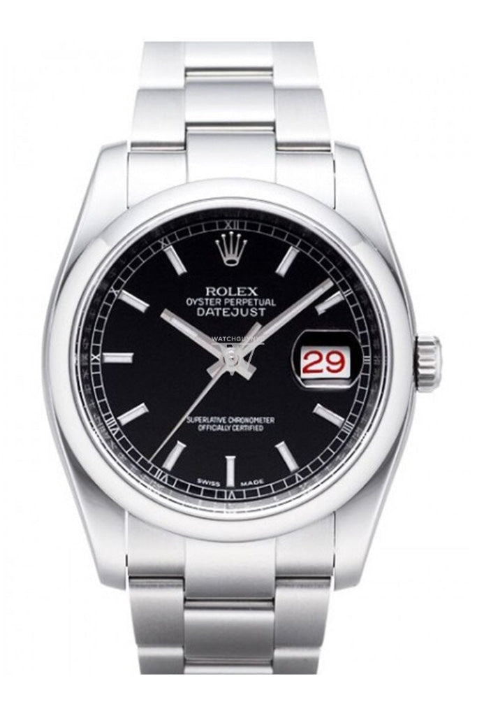Rolex Datejust 36 Black Dial Stainless Steel Watch 116200