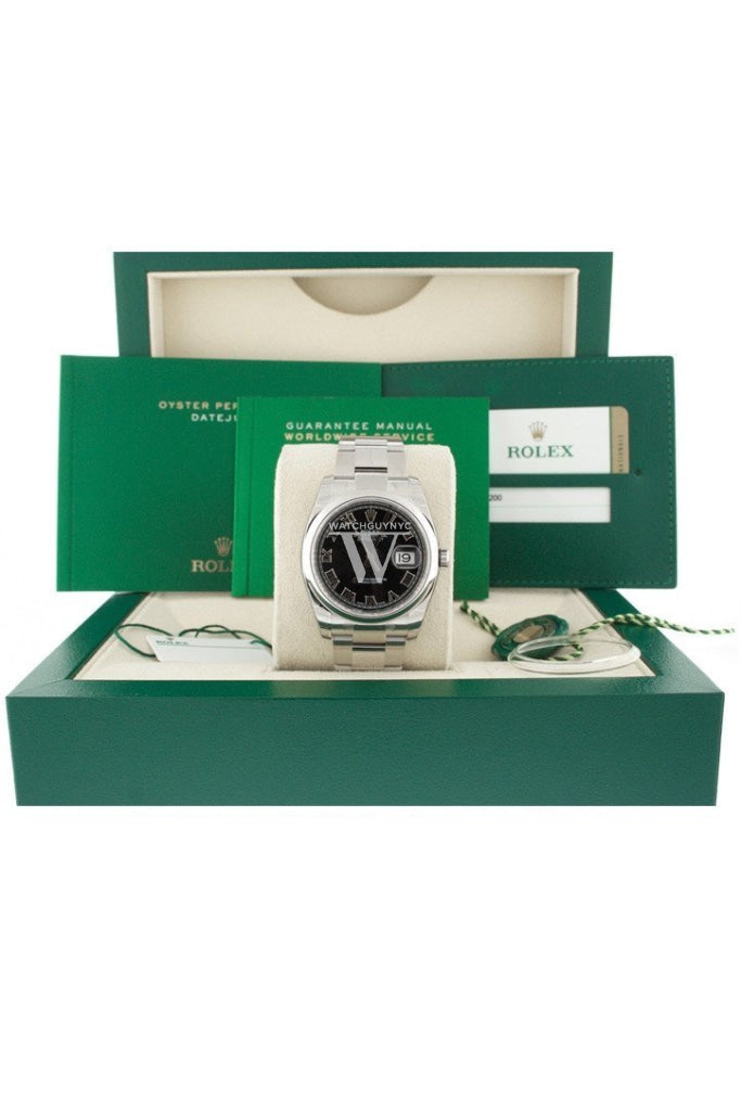 Rolex Datejust 36 Black Roman Dial Mens Watch 116200