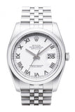 Rolex Datejust 36 White Roman Dial Jubilee Mens Watch 116200 / None