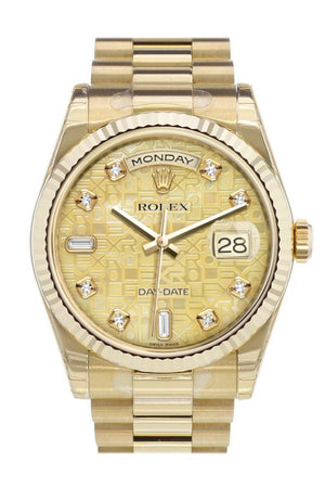 Rolex Day-Date 36 Champagne Mother-Of-Pearl Jubilee Design Set With Diamonds Dial Fluted Bezel